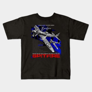 Spitfire Vintage English WW2 Fighter Aircraft Kids T-Shirt